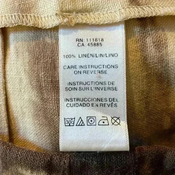 Michael Kors Womens 4 Brown Tie Dye 100% Linen Skirt Pleat Side Zip Knee Length - Picture 5 of 9